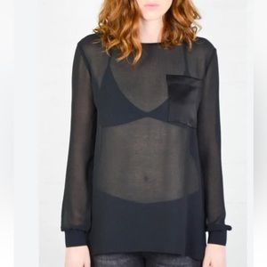ATM Anthony Thomas Melillo Women’s Sz S Black Woven Tee Blouse